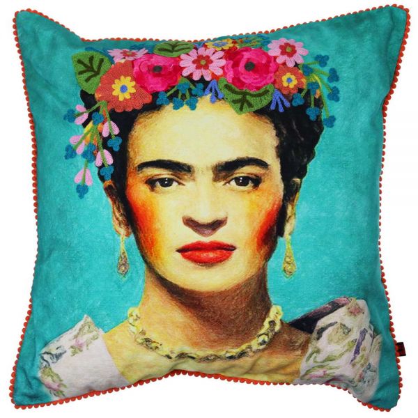 Frida Kahlo cushion flowers 45x45cm Synchronia.gr