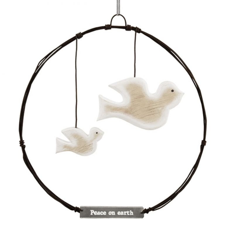 Lg rusty wire wreath-Dove