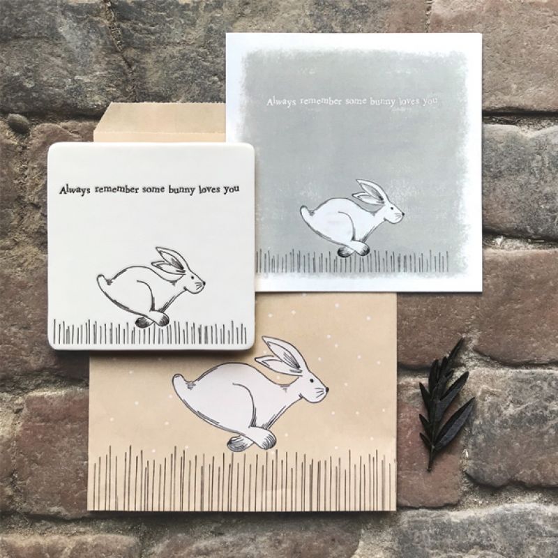 Square coaster – Running hare/Always remember …