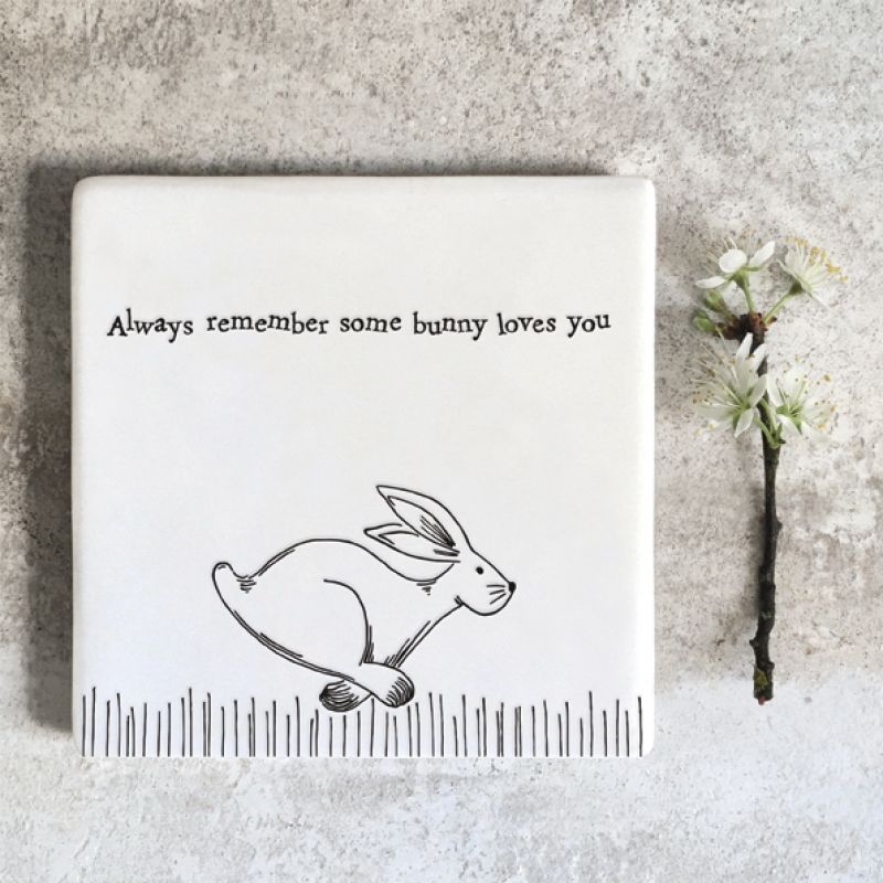 Square coaster – Running hare/Always remember …