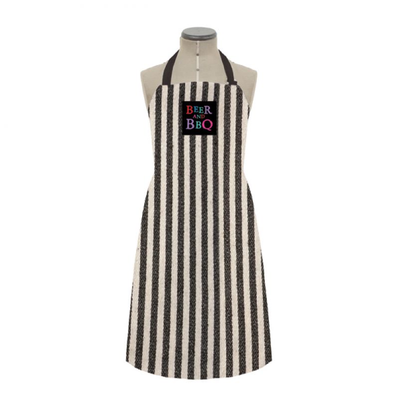 Wide stripe apron-Beer & BBQ