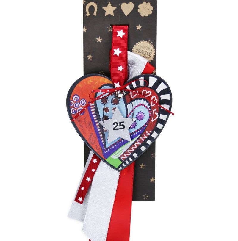 Lucky charm - Hanging painted heart 10cm