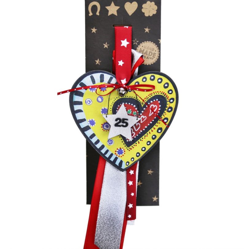 Lucky charm - Hanging painted heart 10cm