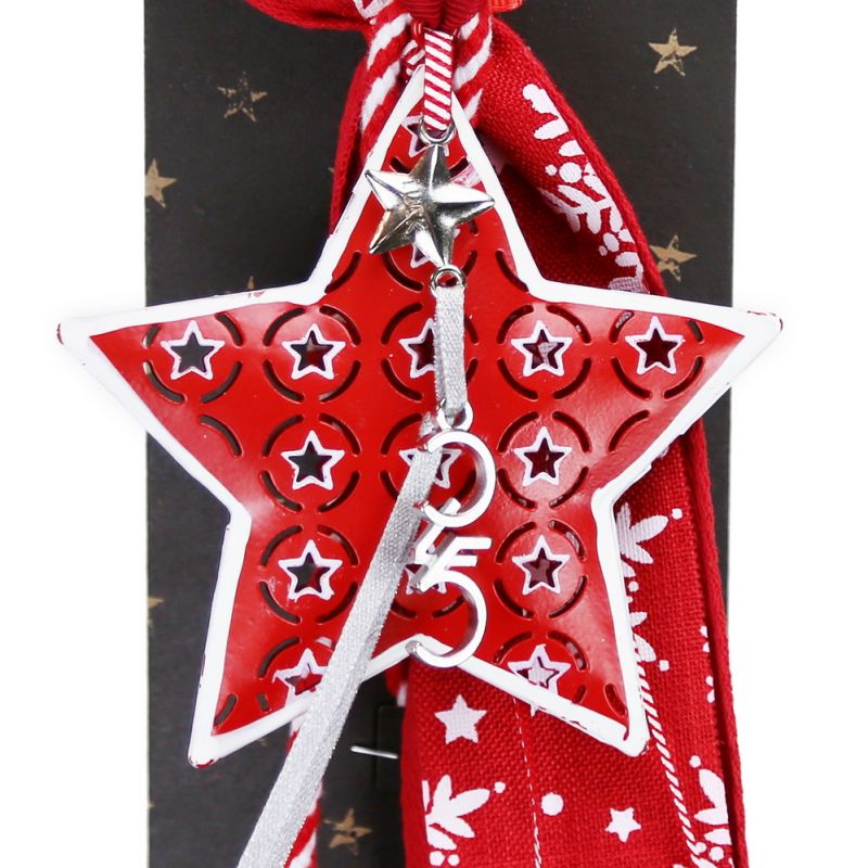 Lucky charm - metal star red hanger