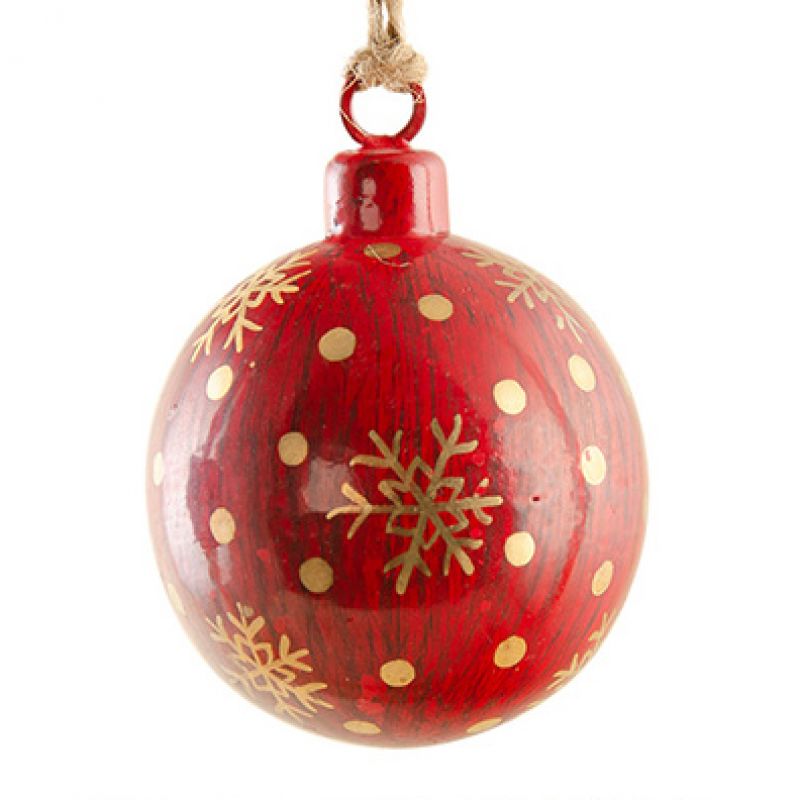 Red Bauble With Gold Snowflake Decoration 5 x 7 x 19cm