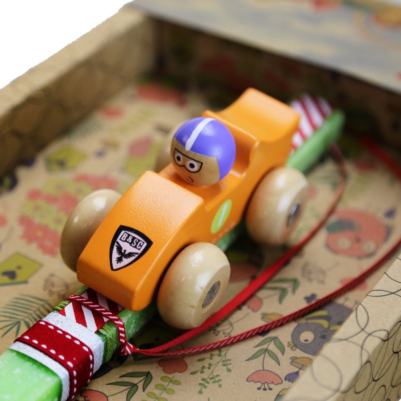 Easter Candle Wooden car with  driver