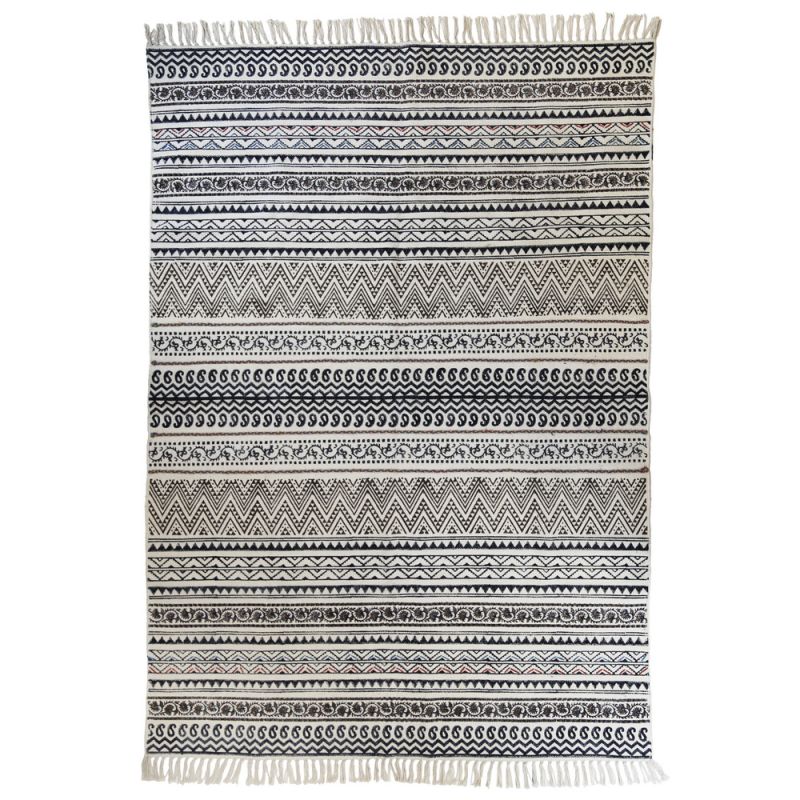 Handblock rug embellished 120x180