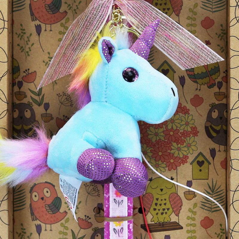 Easter candle with Keychain Unicorn - Light Blue