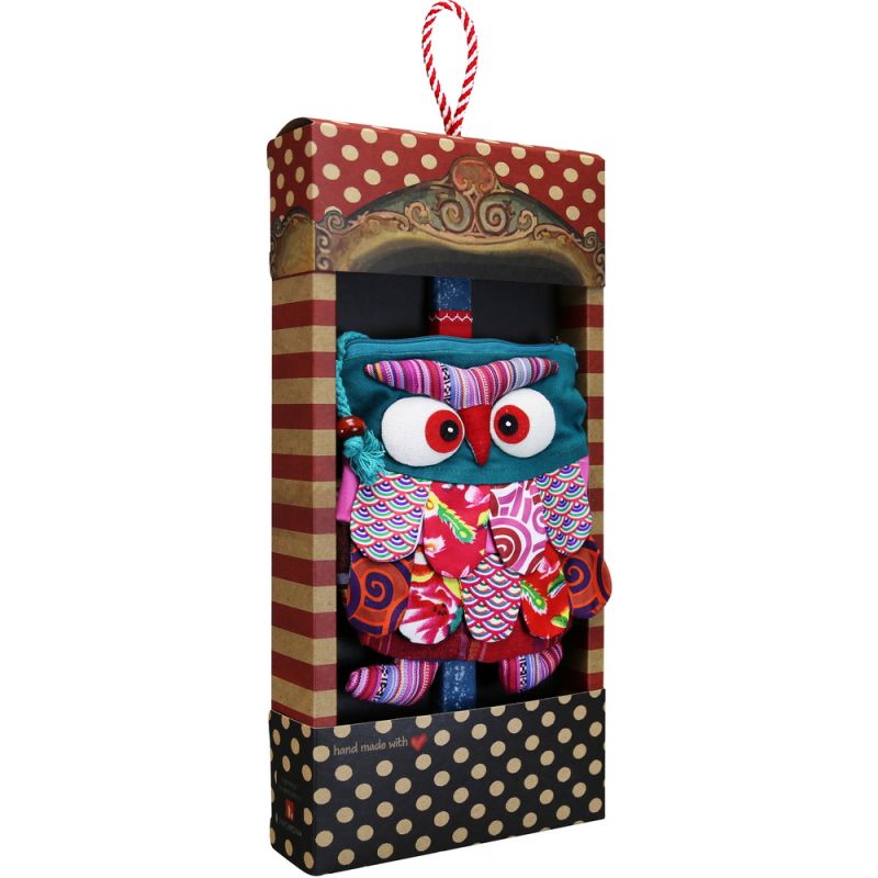 Easter candle with Bag Owl - Petrol