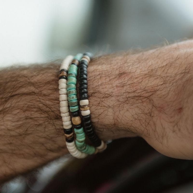 Beaded coconut wood bracelet