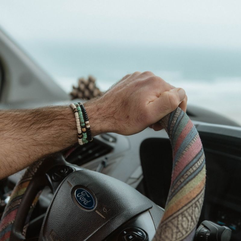 Beaded coconut wood bracelet