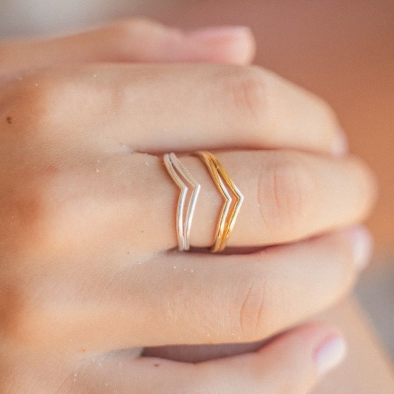 Adjustable, silver-plated wishbone ring