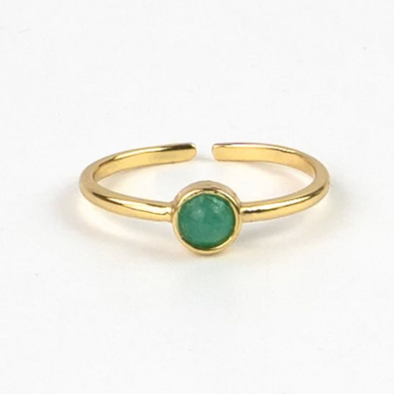 Δακτυλίδι με πράσινο αχάτη - χρυσό