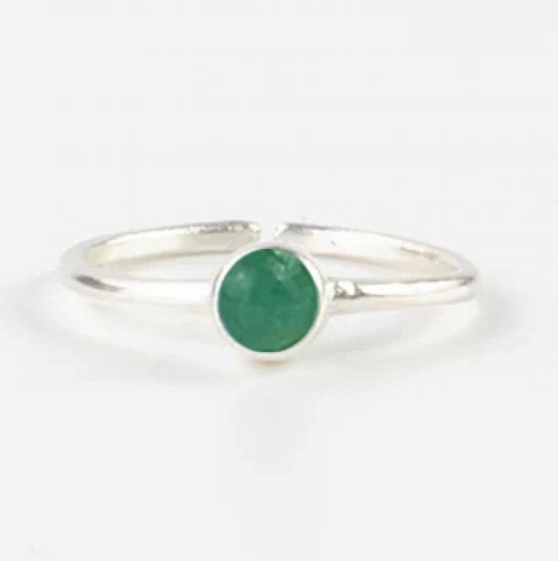 Δακτυλίδι με πράσινο αχάτη - ασημί