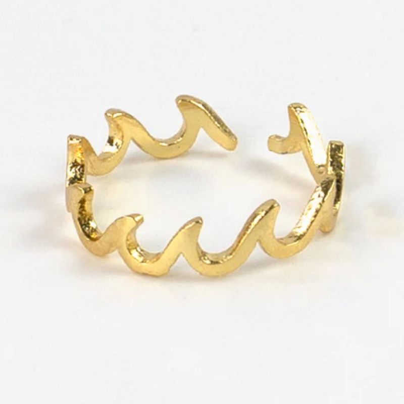 Δακτυλίδι κύμα στέμμα - χρυσό
