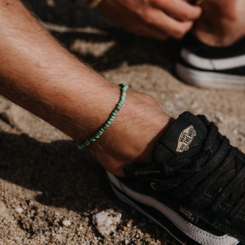 Beaded coconut wood anklet