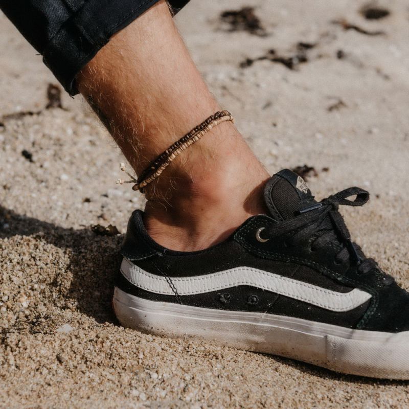 Beaded coconut wood anklet