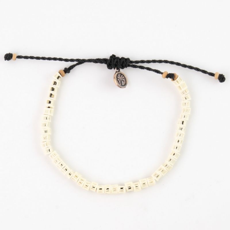 Beaded coconut wood anklet