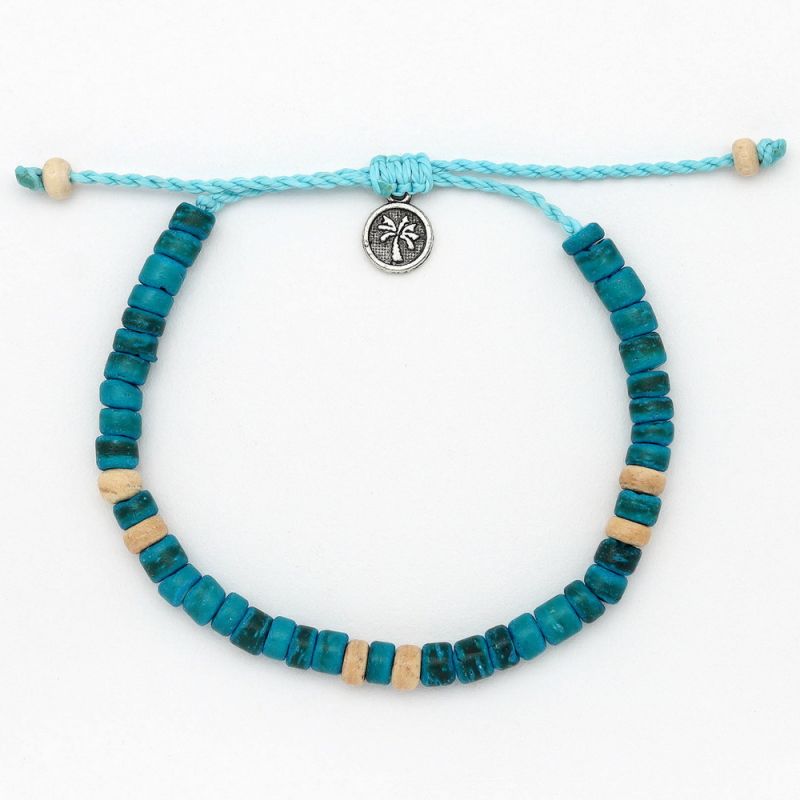 Beaded coconut wood anklet