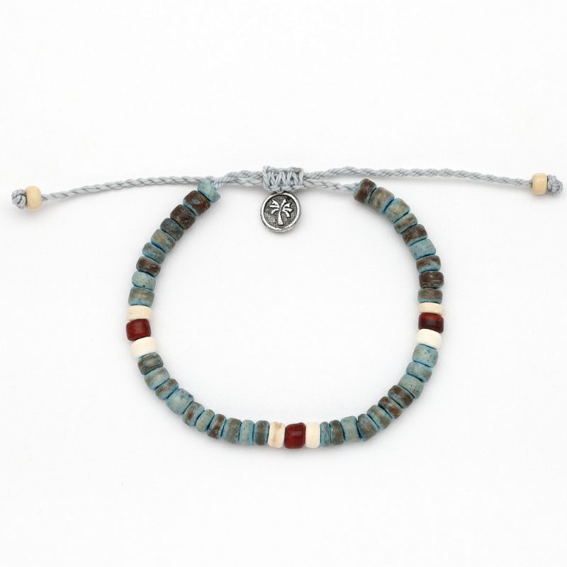 Beaded coconut wood anklet