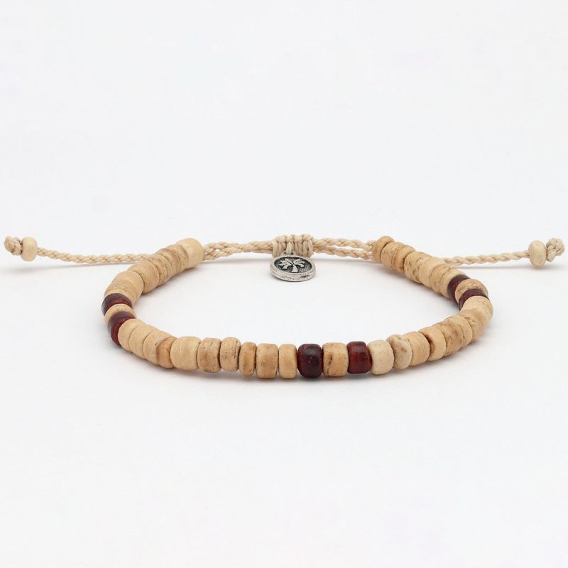 Beaded coconut wood anklet