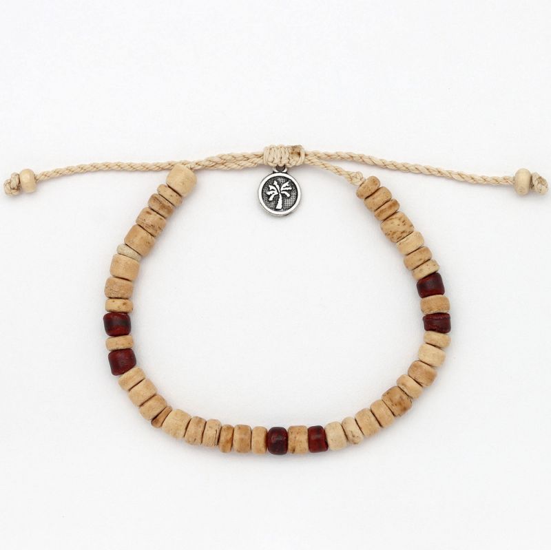 Beaded coconut wood anklet