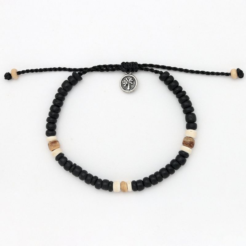 Beaded coconut wood anklet