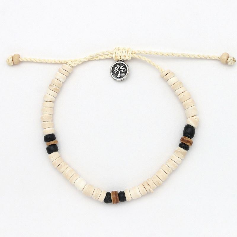 Beaded coconut wood anklet