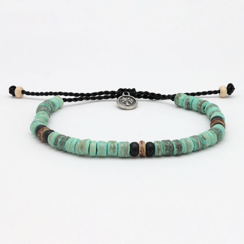 Beaded coconut wood anklet