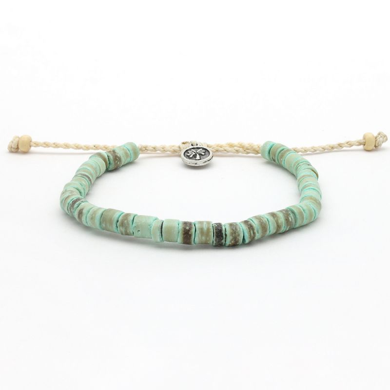 Beaded coconut wood anklet