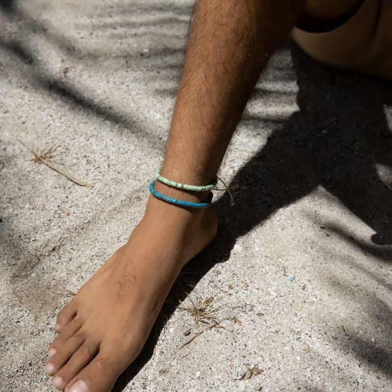 Beaded coconut wood anklet