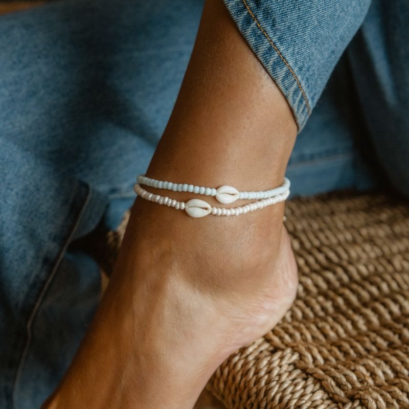 Bead and shell anklet