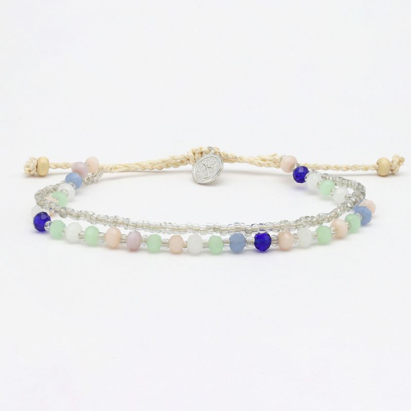 Doubled style beaded anklet