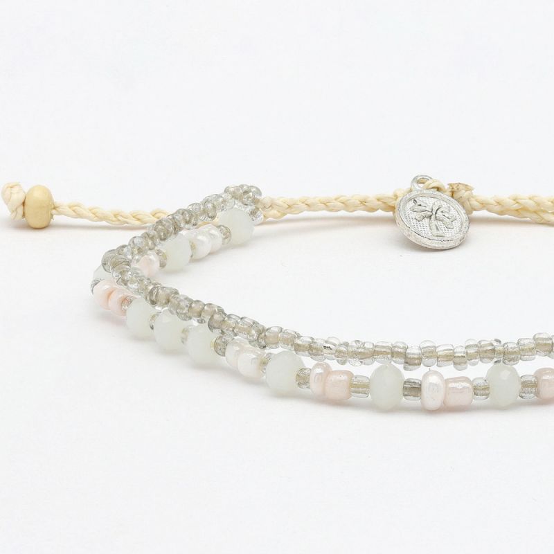 Doubled style beaded anklet