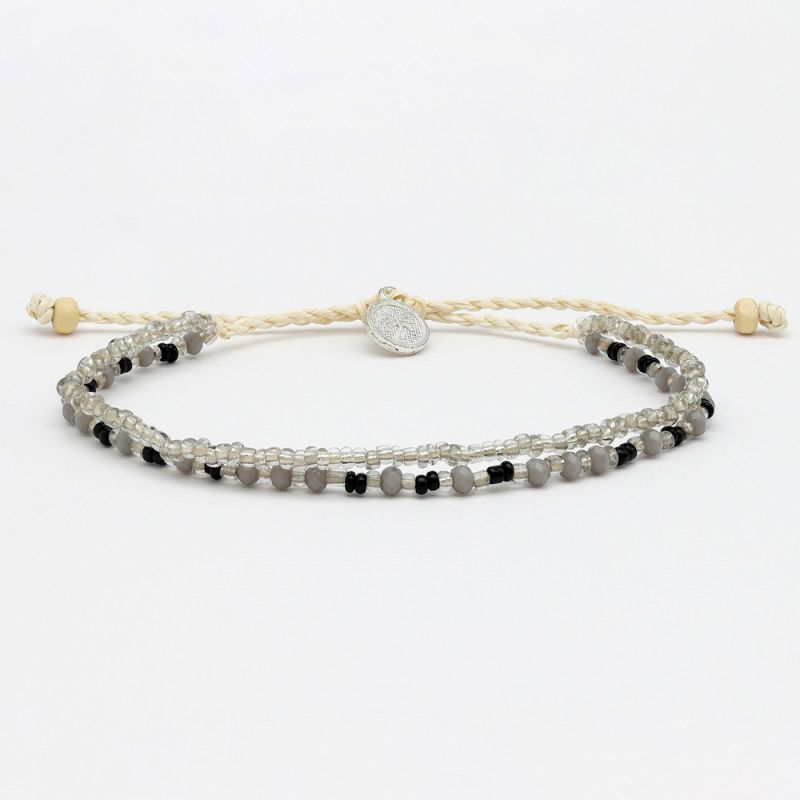 Doubled style beaded anklet