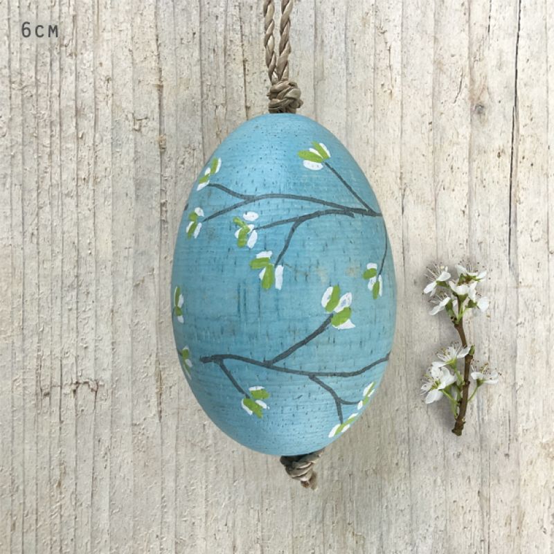 Blossom painted egg-Duck egg blue