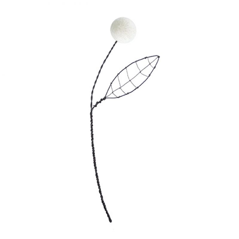 Lg wire pompom flower-White