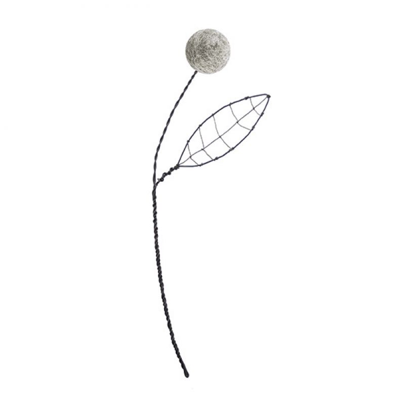 Lg wire pompom flower-Grey