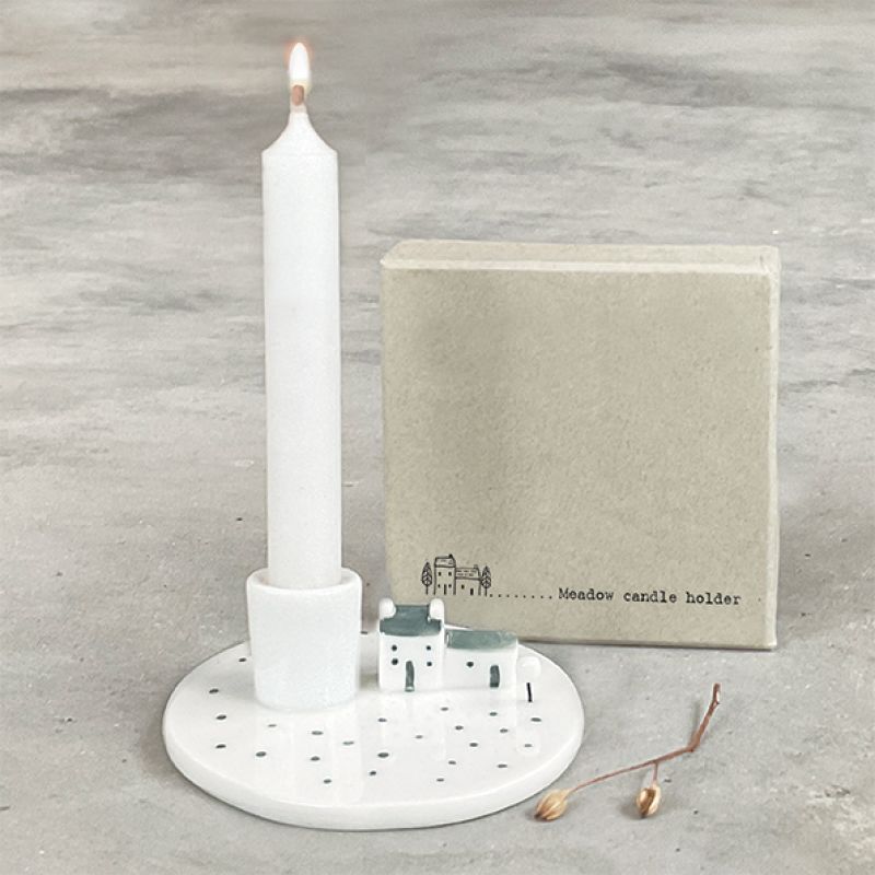 Candle holder-Houses in meadow