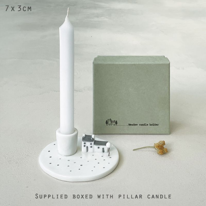 Candle holder-Houses in meadow