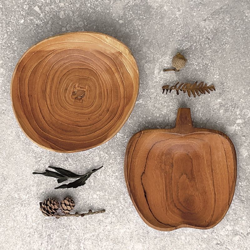 Teak wood bowl-Natural flat
