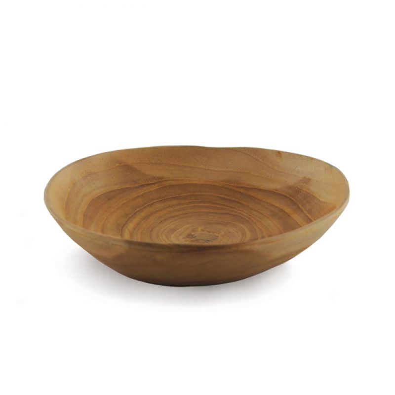 Teak wood bowl-Natural flat