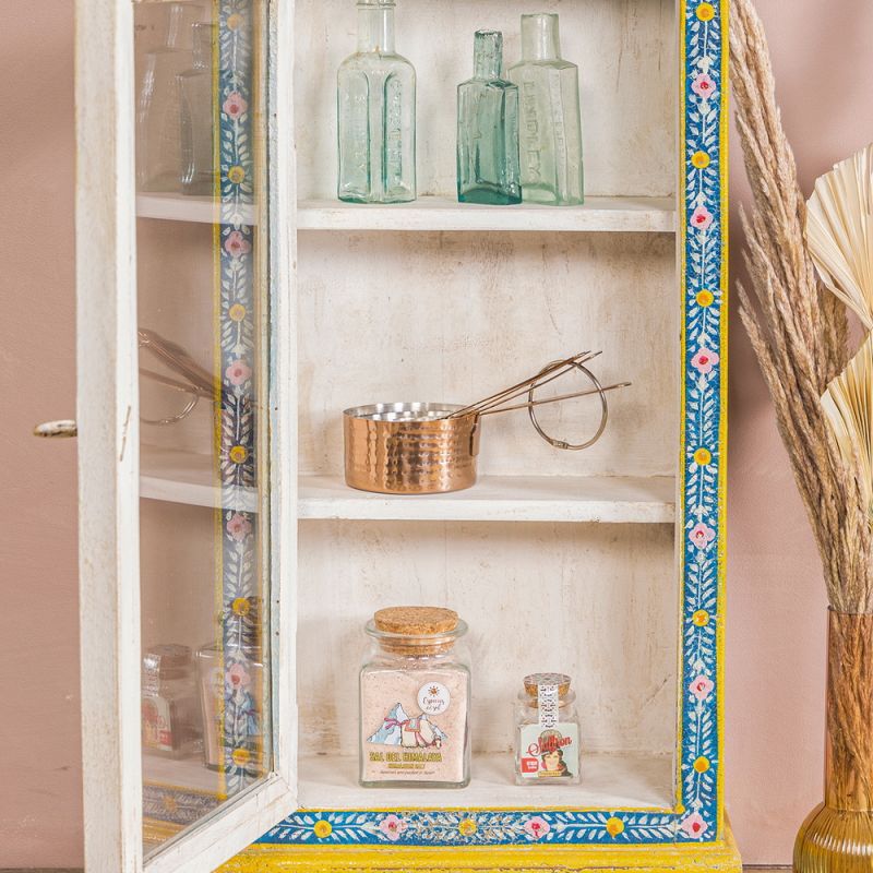 Kanchana Glazed Tall Showcase Hand Painted