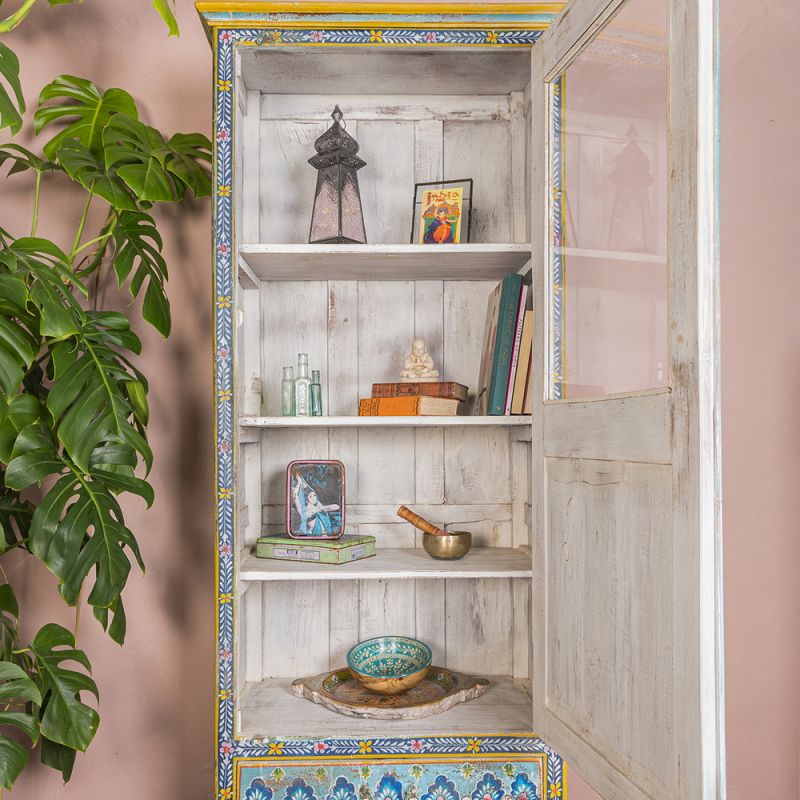 Kanchana Tall Glazed Cabinet Hand Painted