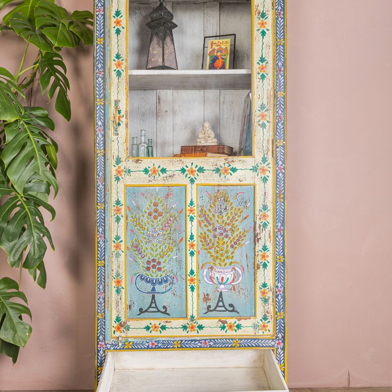 Kanchana Tall Glazed Cabinet Hand Painted