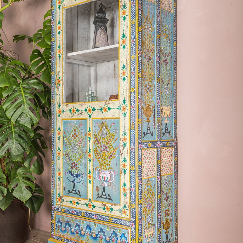 Kanchana Tall Glazed Cabinet Hand Painted