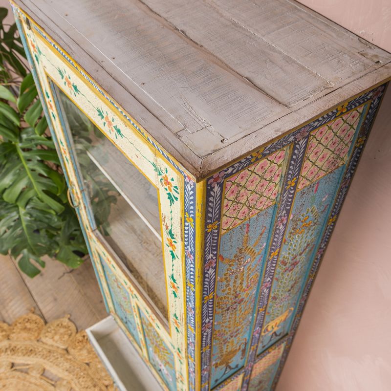 Kanchana Tall Glazed Cabinet Hand Painted