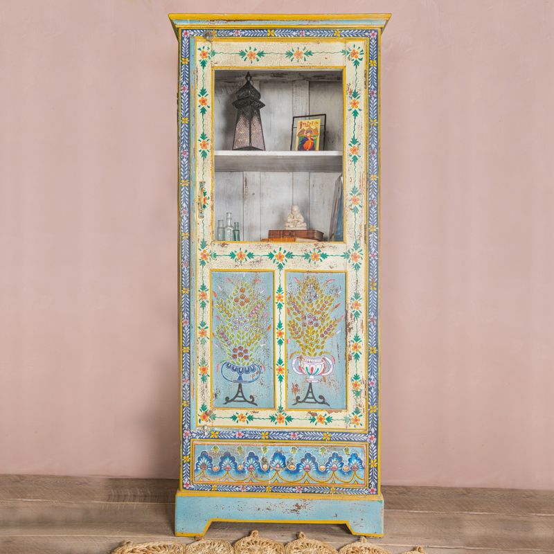 Kanchana Tall Glazed Cabinet Hand Painted