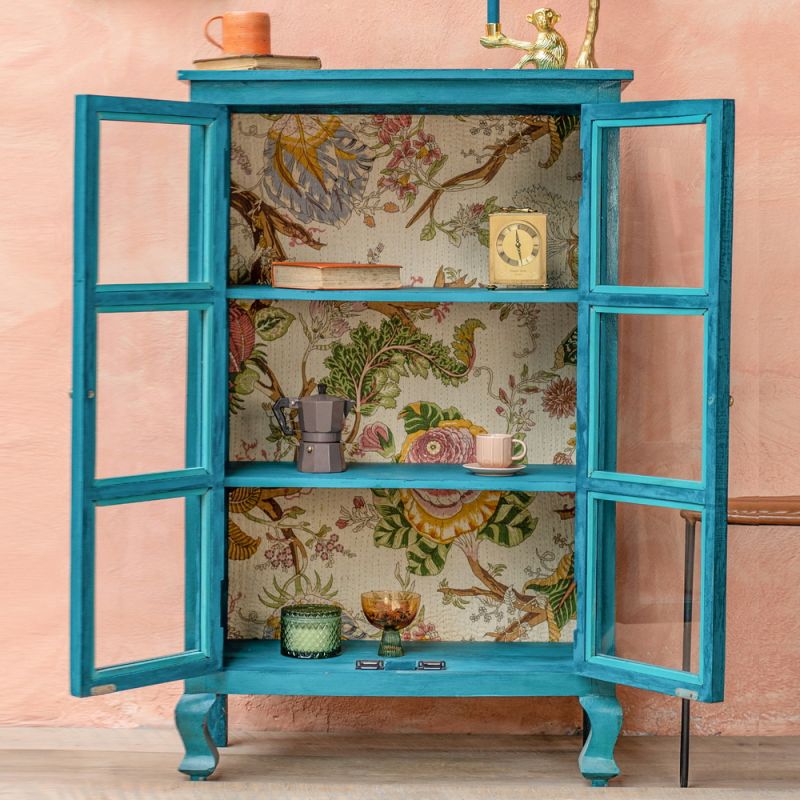 Hand Painted Bookshelf/Cabinet, Turquoise