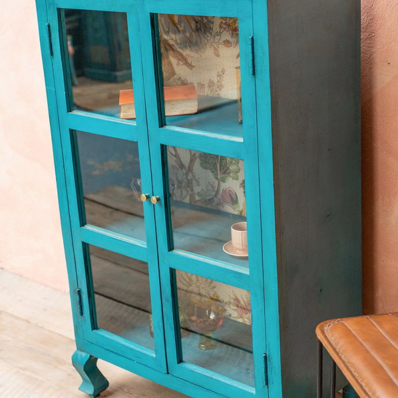 Hand Painted Bookshelf/Cabinet, Turquoise